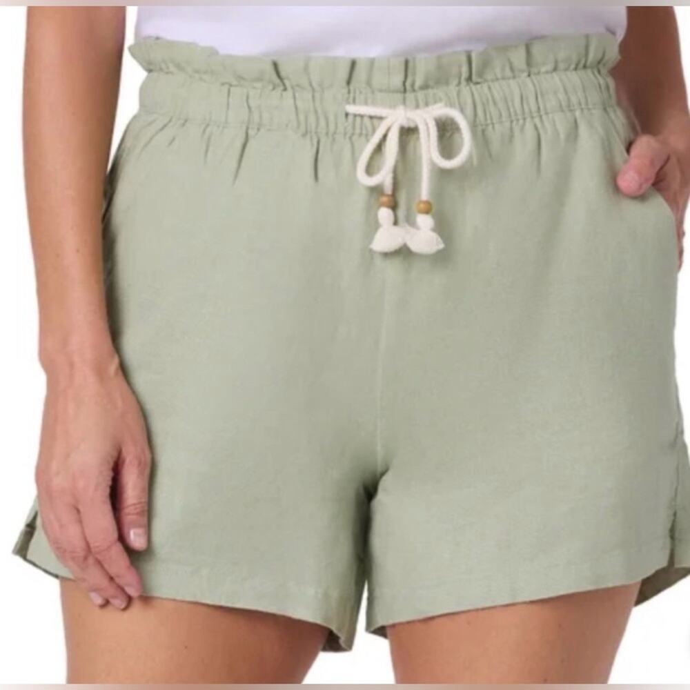 NWT HANG TEN Women's Linen Blend Shorts - Lightweight Casual Elastic Waist XXL